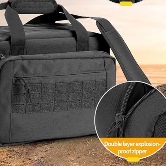 Gun Bag Range Bag Pistol Case Gun Case Magazine Lockable Double Layer Explosion - Picture 4 of 6